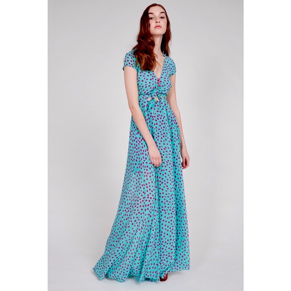 Lustre High School Lover teal polka dots dress Size 8 US Medium - Picture 1 of 8